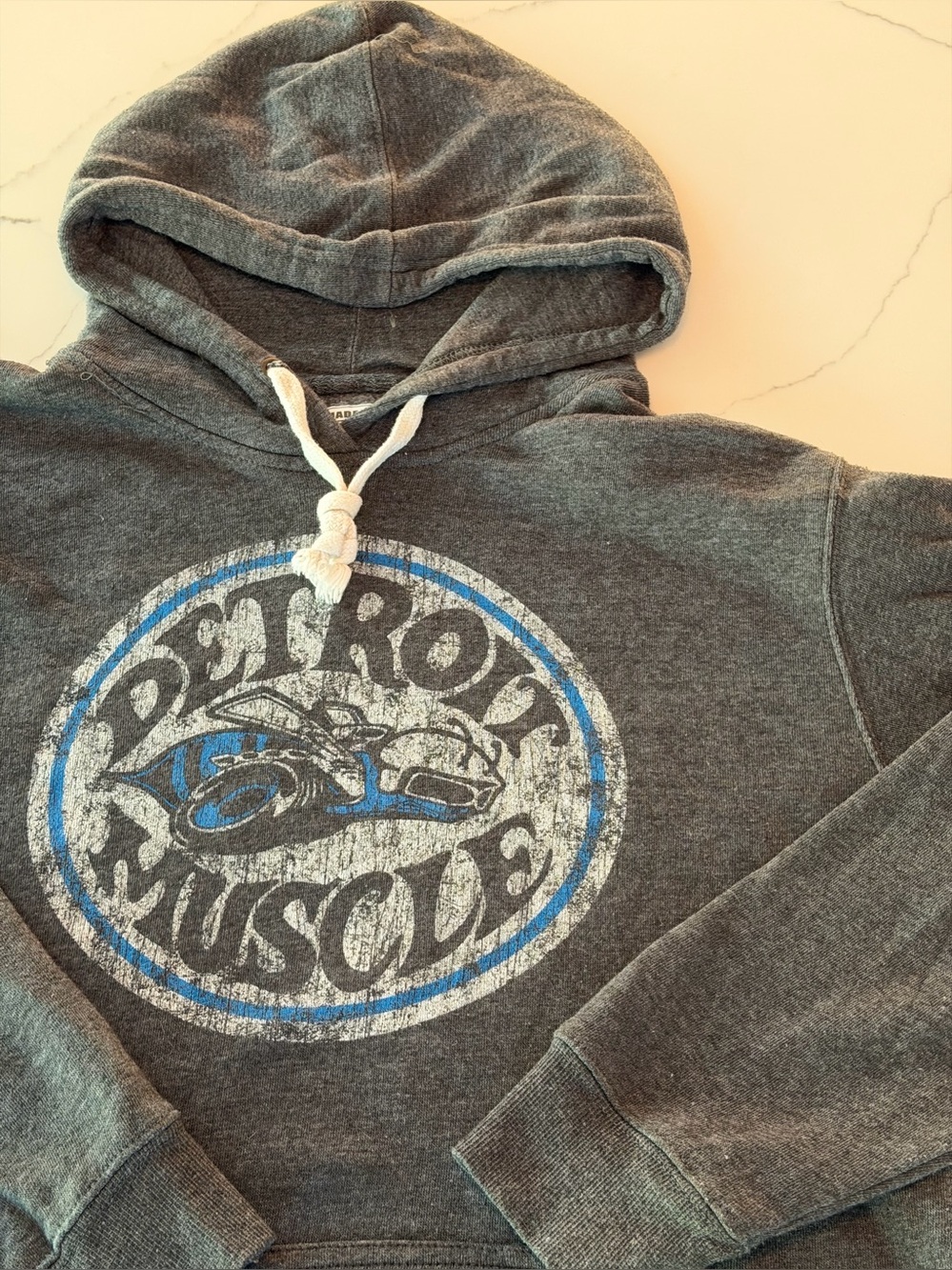 Men's Dark Gray Pullover Hoodie with Graphic Logo
